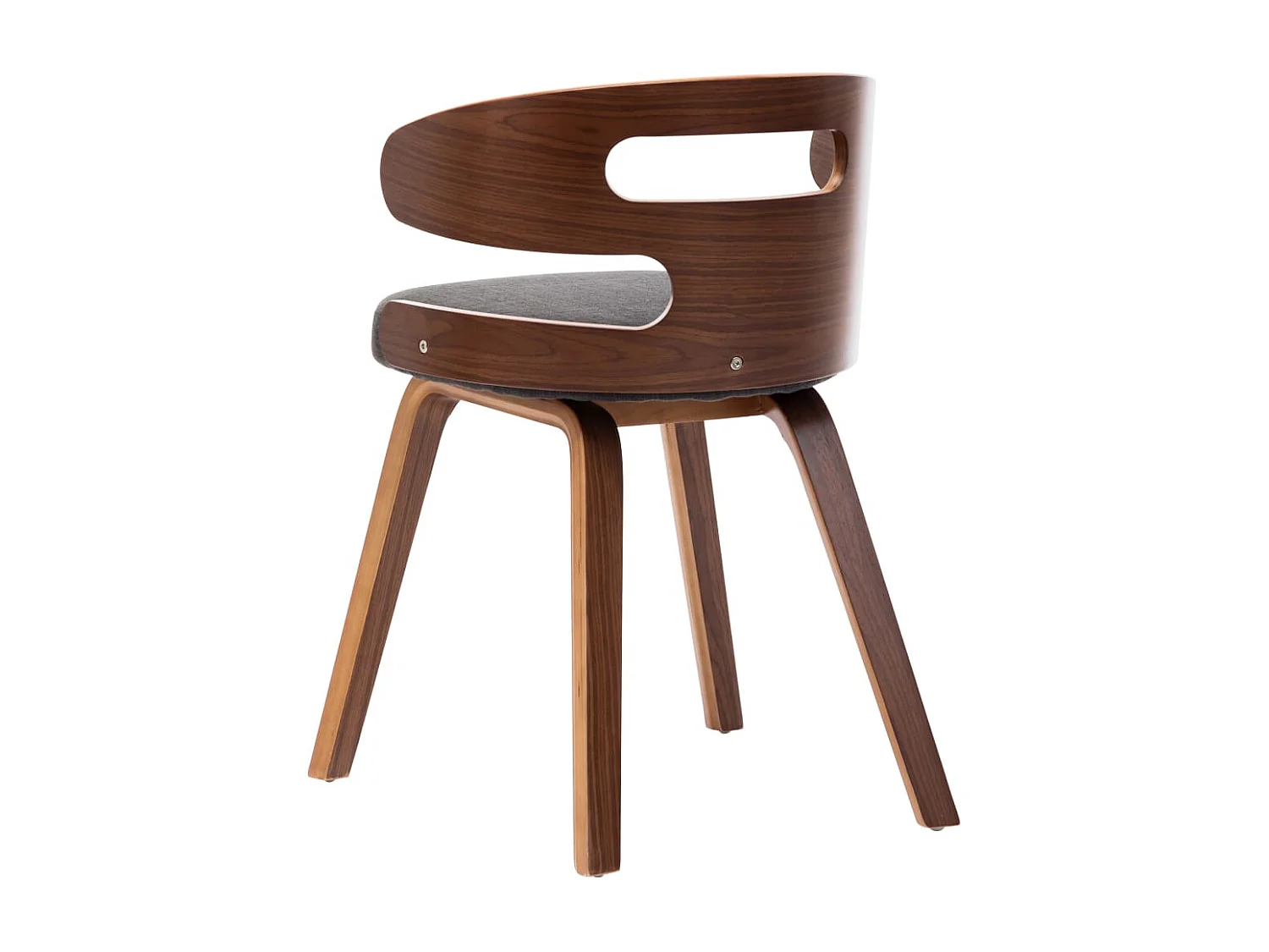 Eetkamerstoelen 4 st gebogen hout en stof donkergrijs