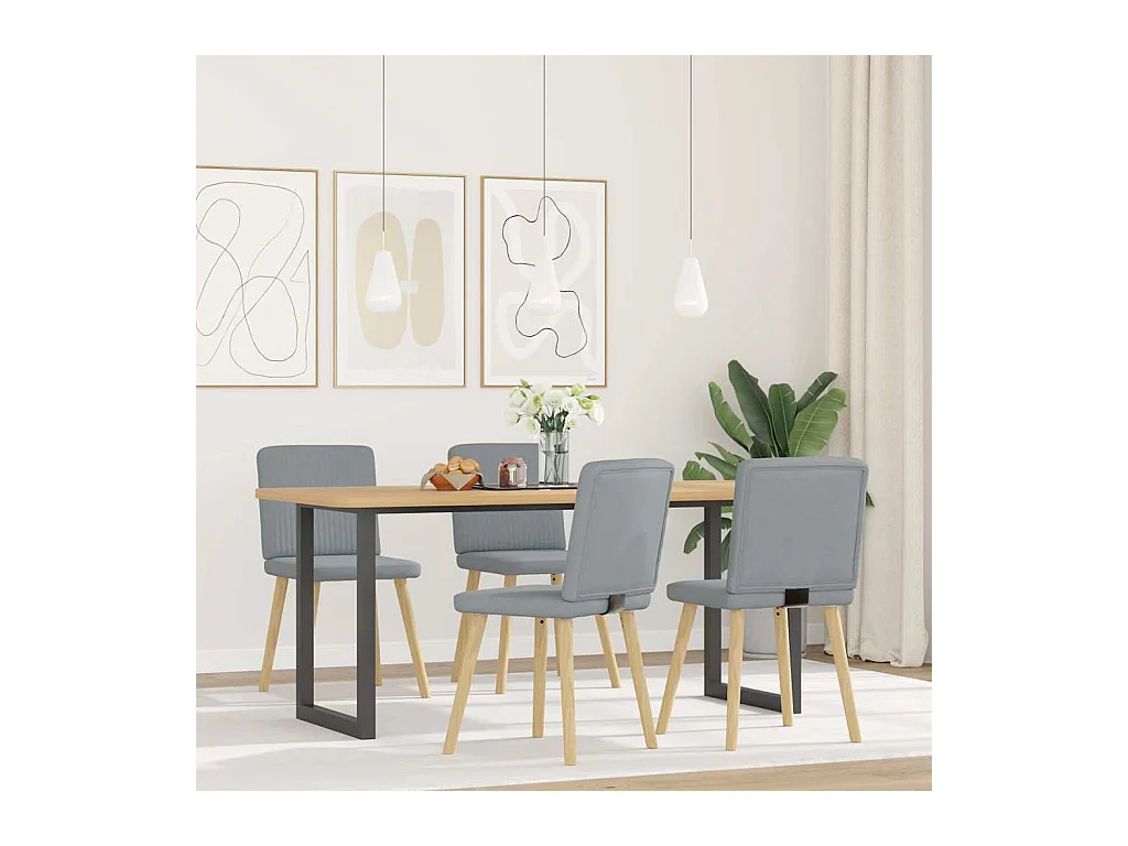 Chaises à manger lot de 4 gris clair tissu