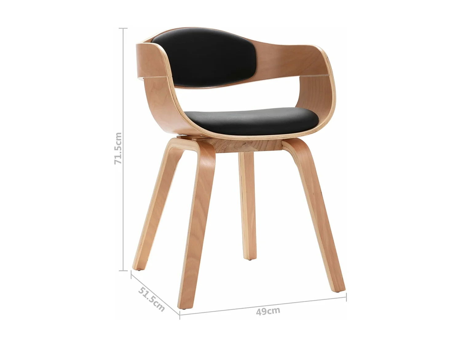 Chaises à manger lot de 4 bois courbé et similicuir