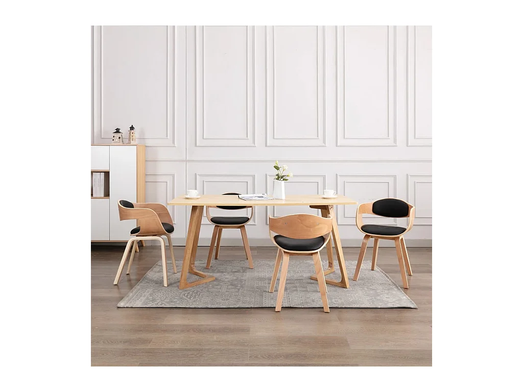 Chaises à manger lot de 4 bois courbé et similicuir