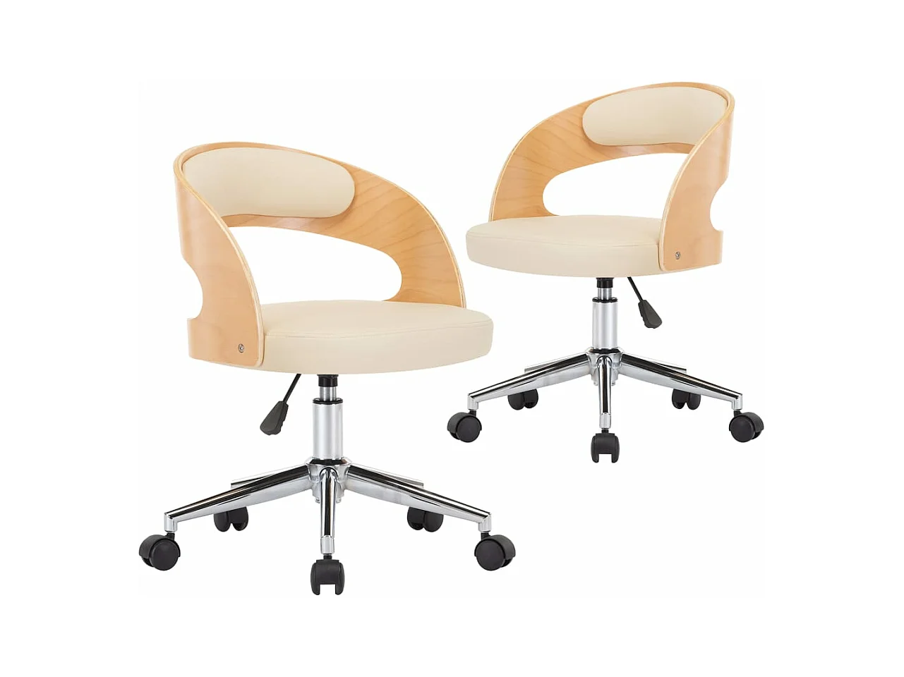 Sillas de comedor giratorias 2 unidades madera curvada cuero crema