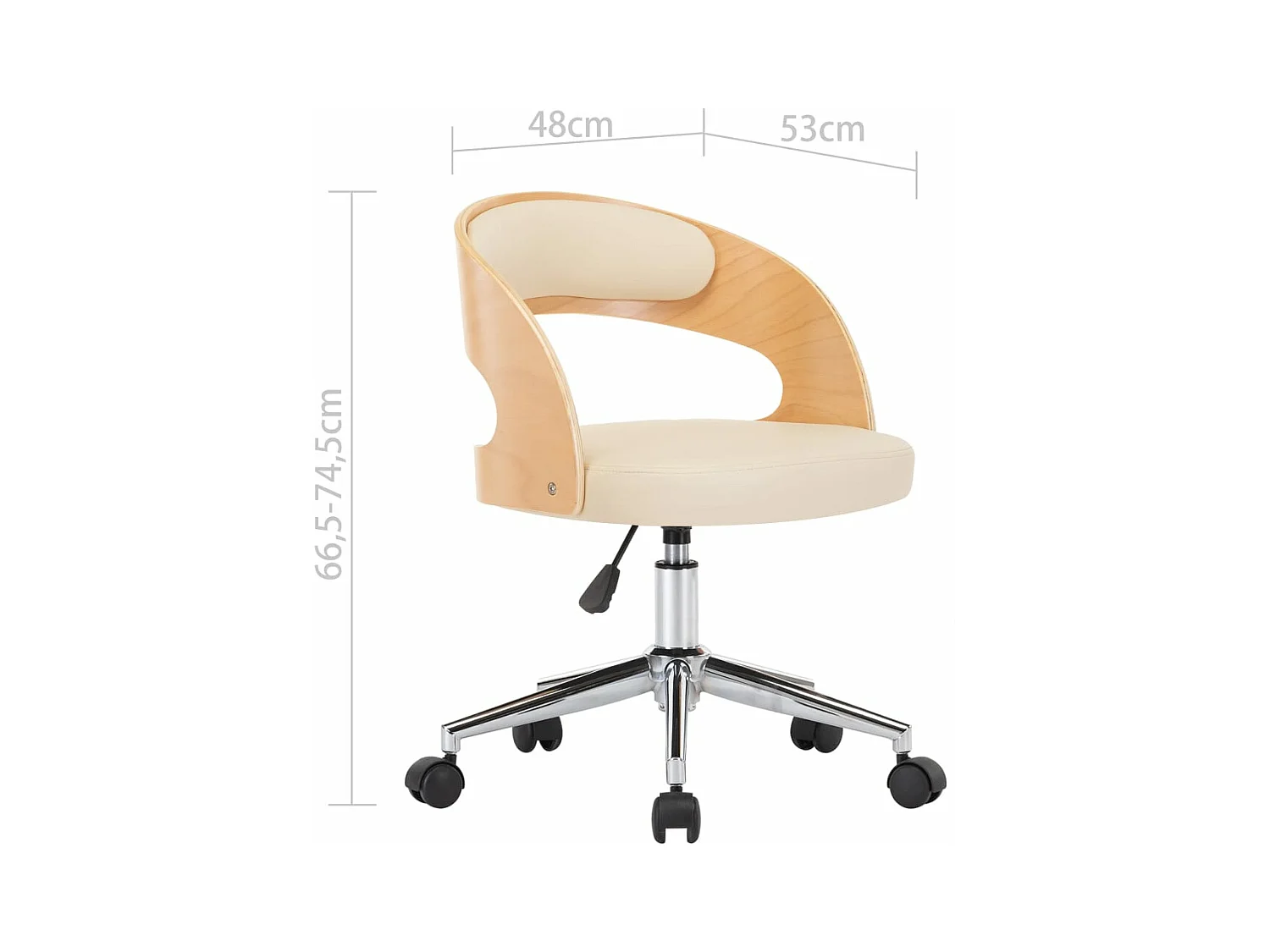 Sillas de comedor giratorias 2 unidades madera curvada cuero crema