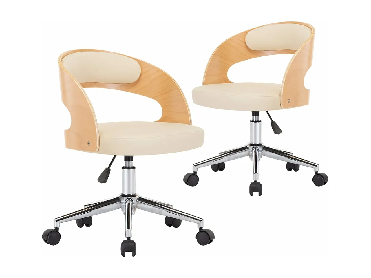 Chaises pivotantes à manger lot de 2 bois courbé et similicuir