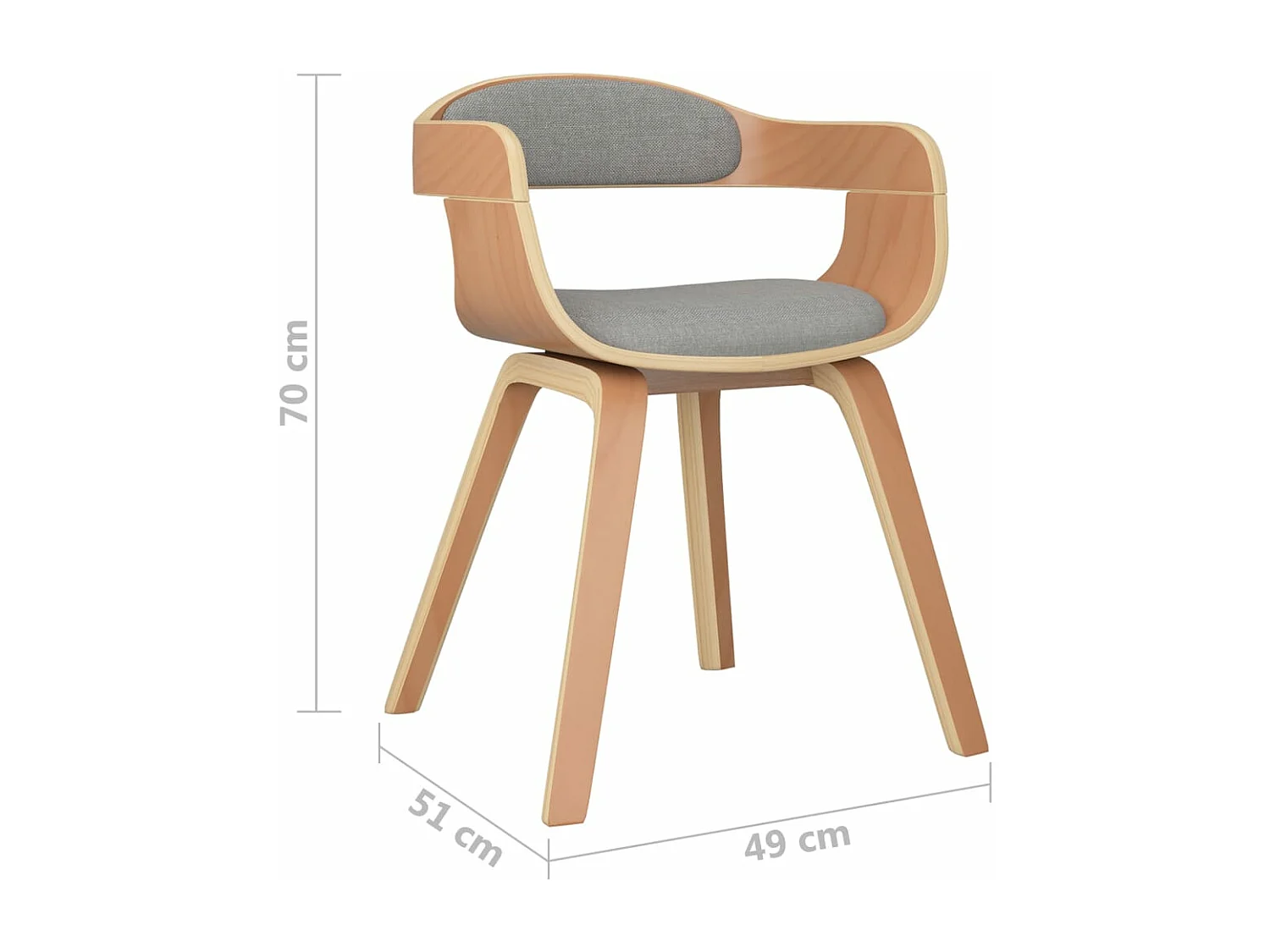Eetkamerstoel 2 st gebogen hout en stof taupe