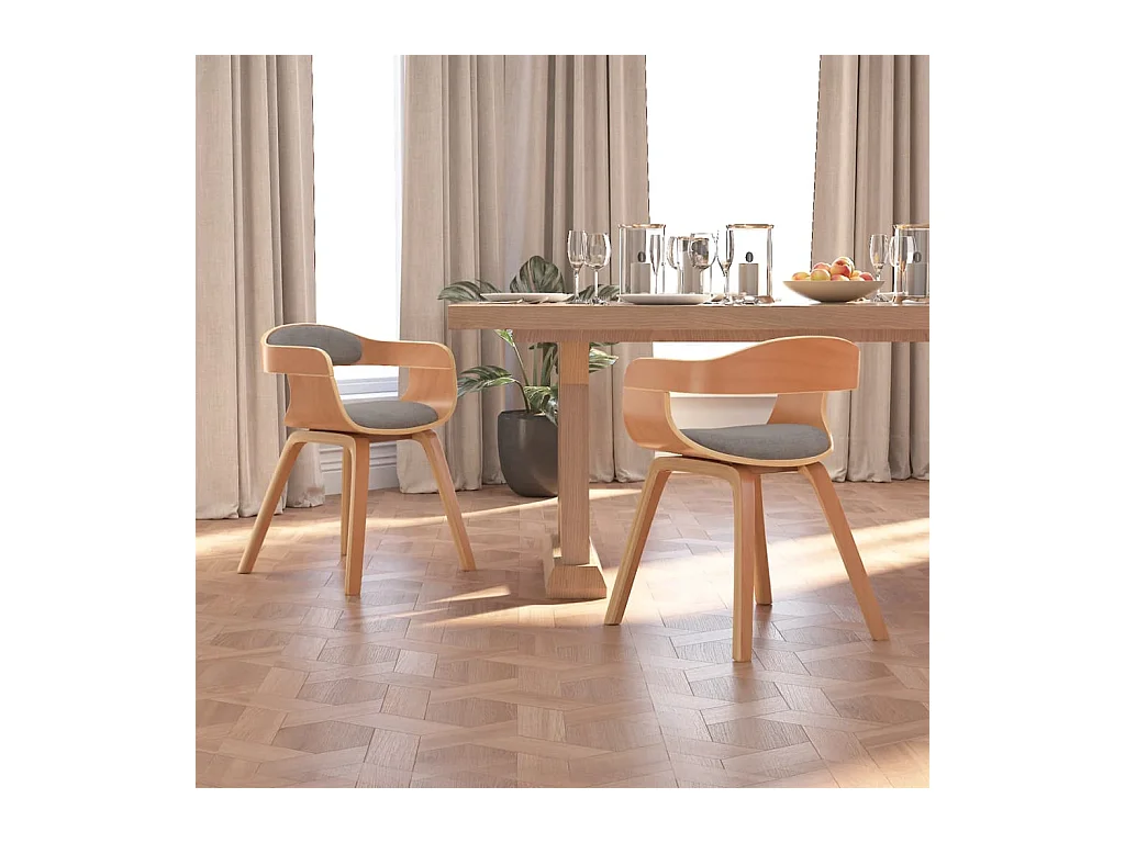 Chaises à manger lot de 2 taupe bois courbé et tissu