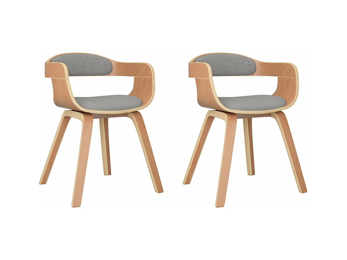 Chaises à manger lot de 2 taupe bois courbé et tissu