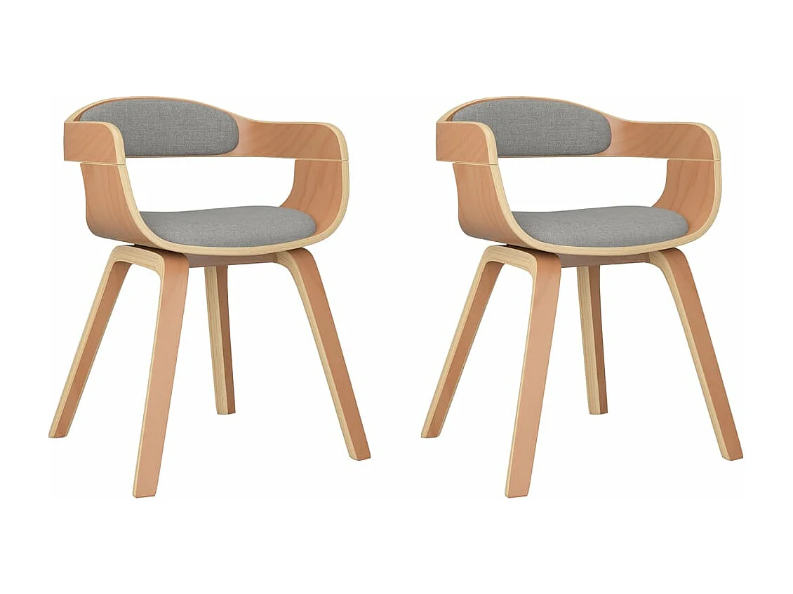 Chaises à manger lot de 2 taupe bois courbé et tissu