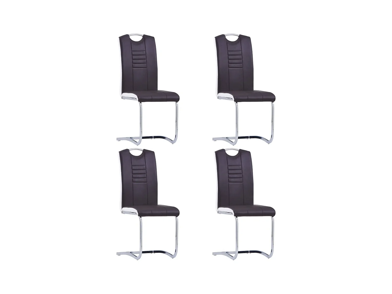 Chaises à manger cantilever lot de 4 marron similicuir