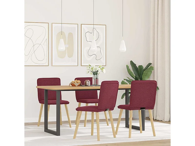 Sillas de comedor 4 unidades tela rojo tinto