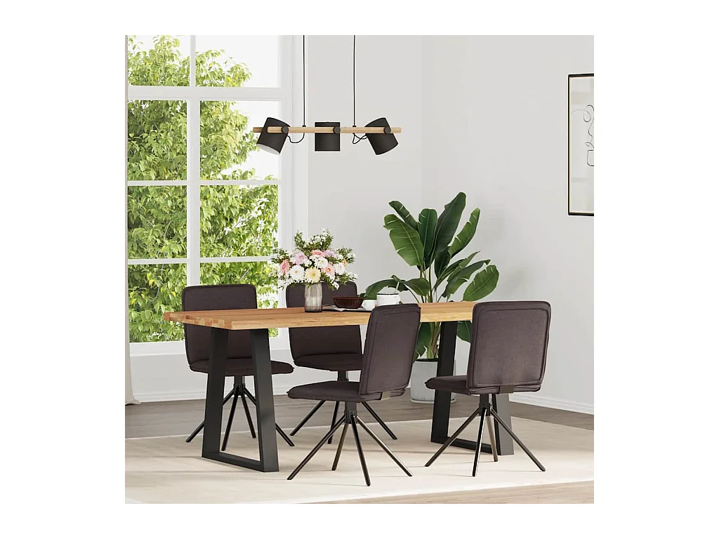 Chaises à manger lot de 4 marron foncé tissu