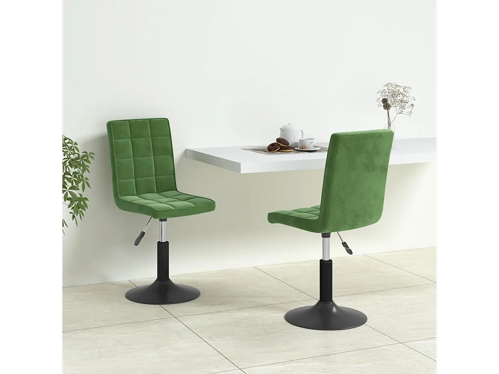 Chaises pivotantes à manger lot de 2 vert foncé velours