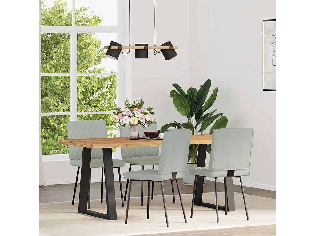 Eetkamerstoelen 4 stukkenfluweel lichtgrijs