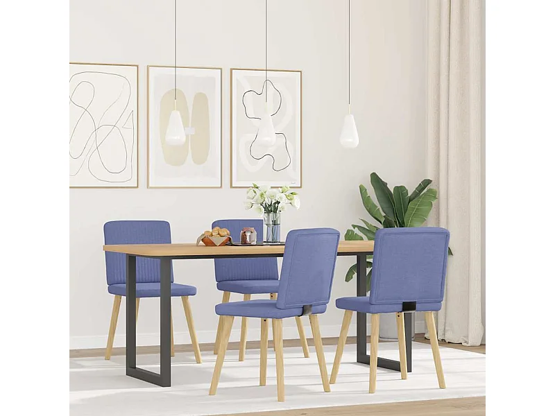 Chaises à manger lot de 4 bleu jean tissu