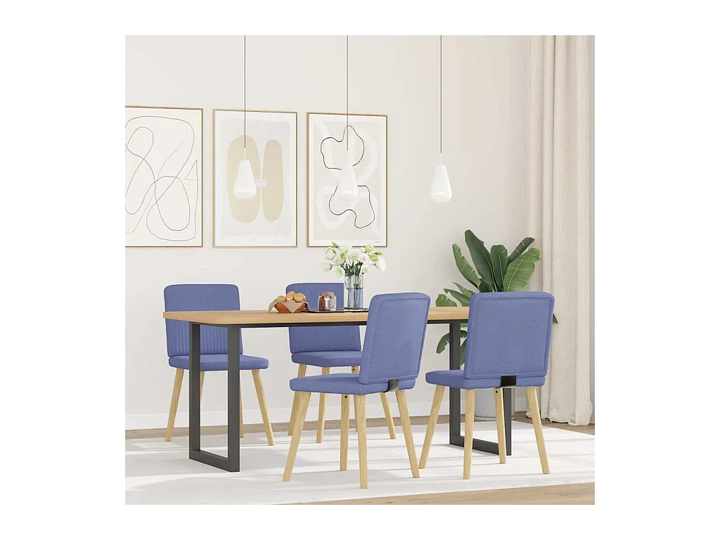 Chaises à manger lot de 4 bleu jean tissu