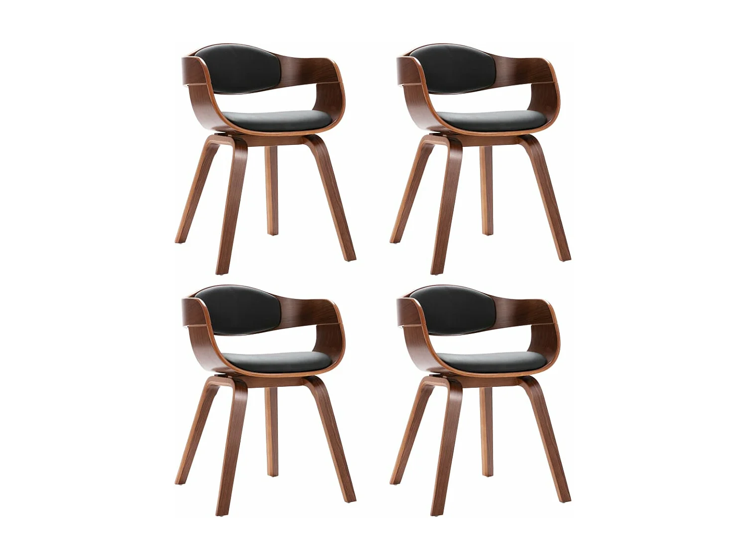 Sillas de comedor 4 unidades madera curvada y cuero sintético