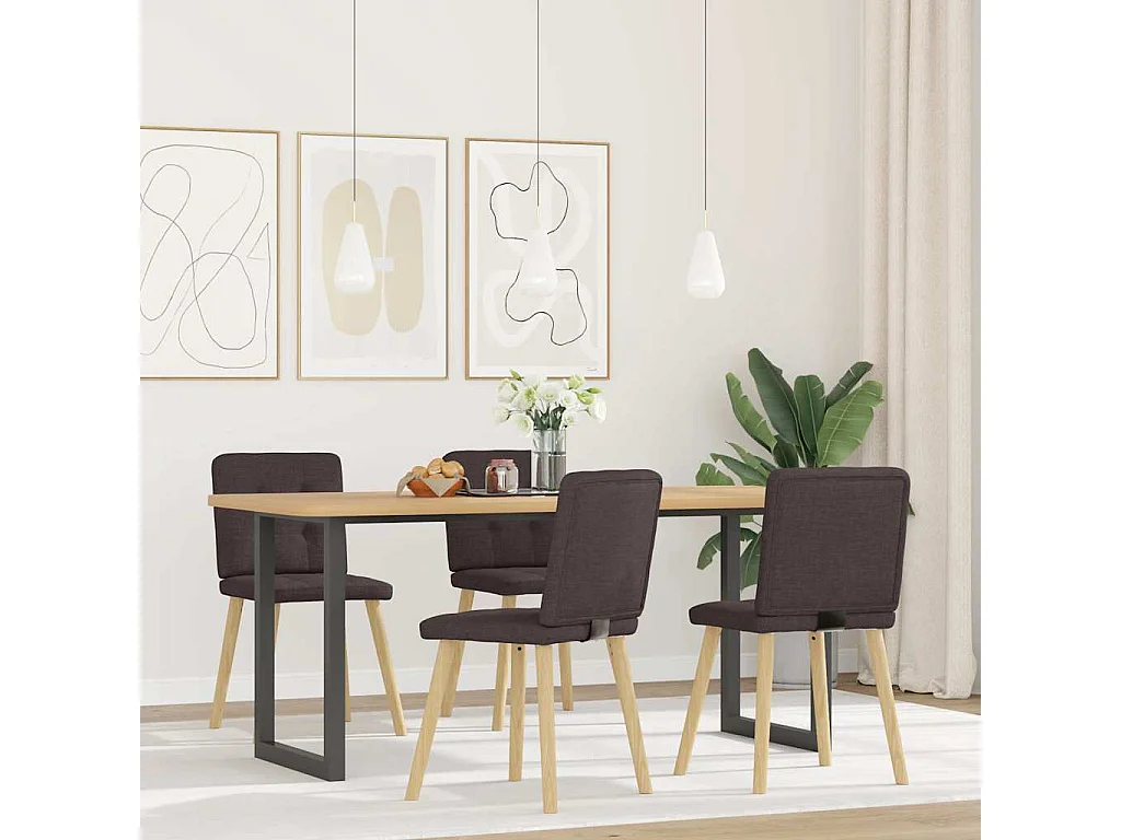 Chaises à manger lot de 4 marron foncé tissu