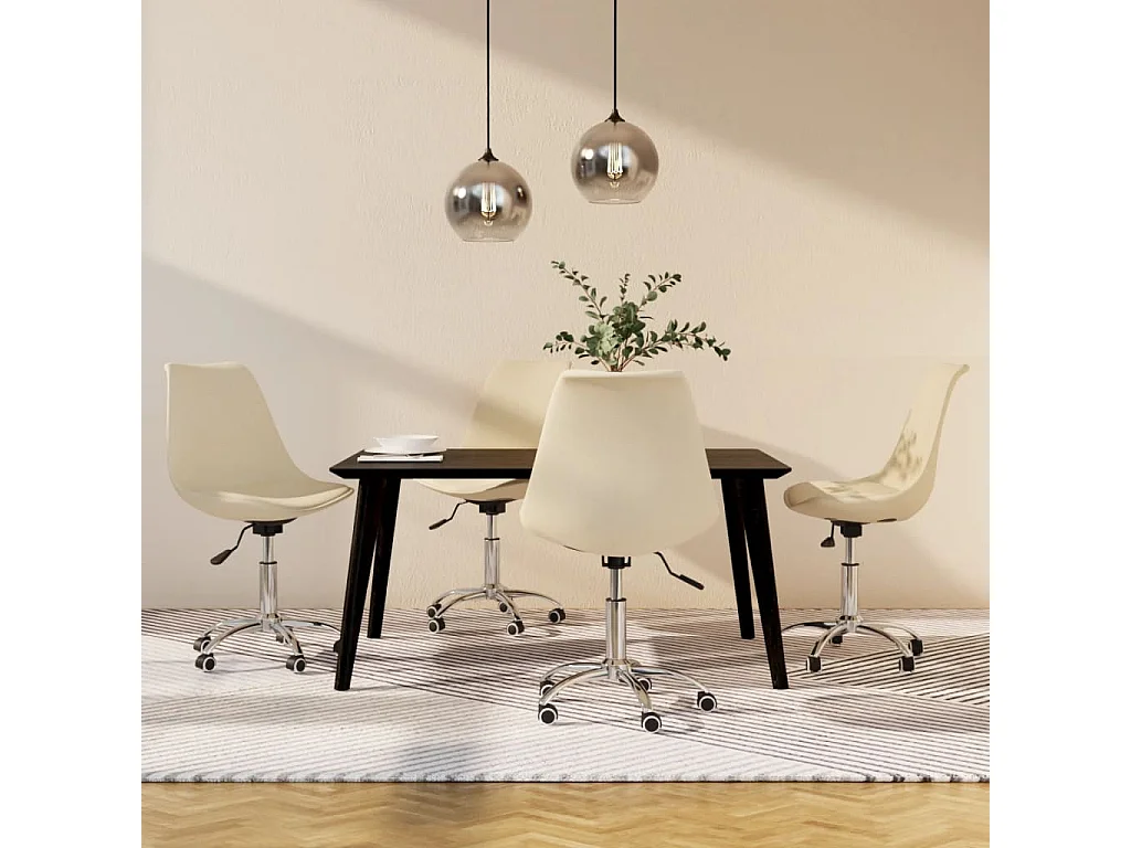 Chaises pivotantes à manger lot de 4 Crème Tissu
