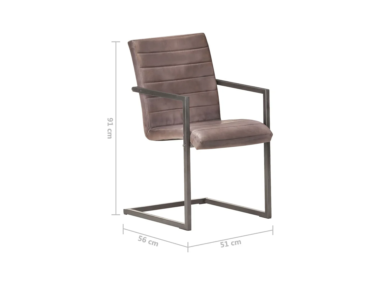 Chaises à manger cantilever lot de 4 marron cuir véritable