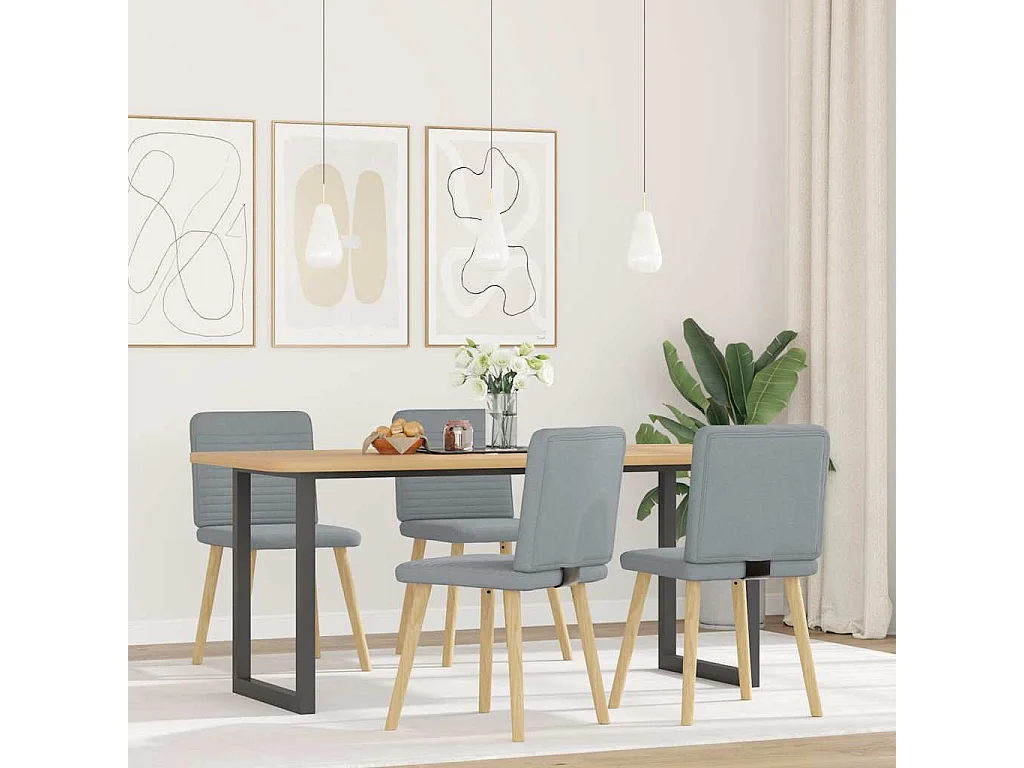 Chaises à manger lot de 4 gris clair tissu