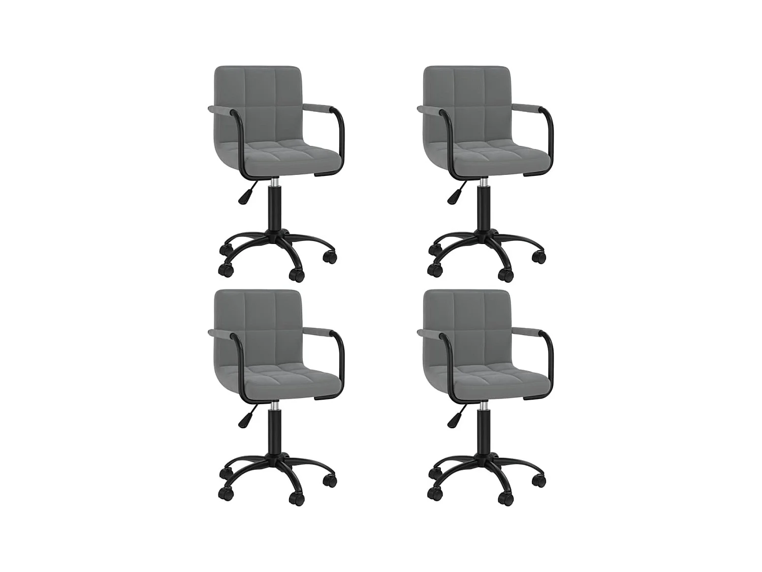 Chaises pivotantes à manger lot de 4 gris foncé velours