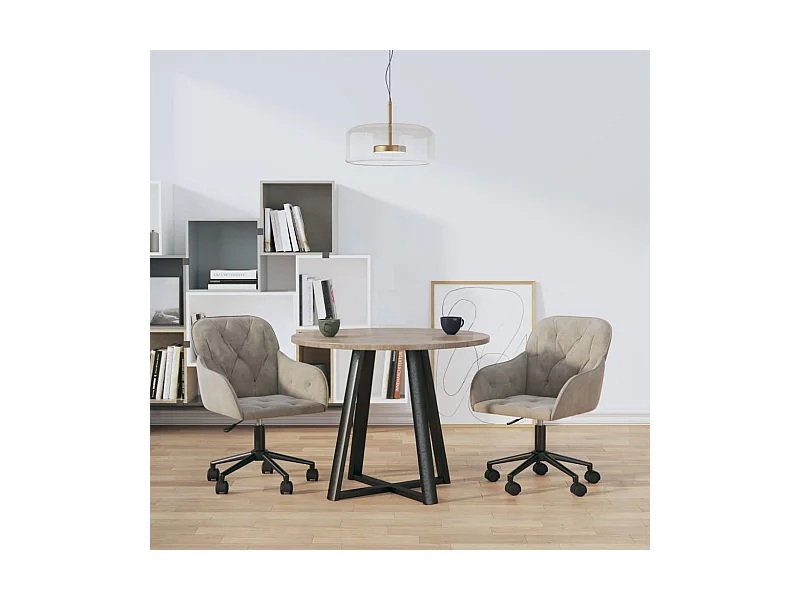 Cadeiras de jantar giratórias 2 peças veludo cinzento-claro