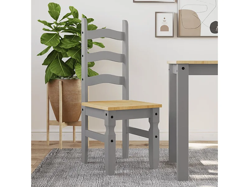 Cadeiras de jantar 2 peças Corona 42x47x107 cm pinho maciço cinza