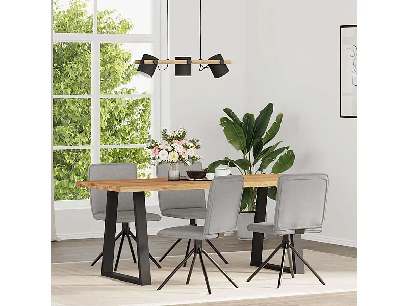 Cadeiras de jantar 4 peças tecido cinza nuvem