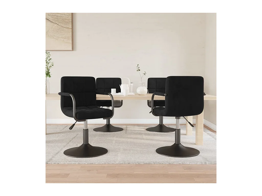 Chaises pivotantes à manger lot de 4 noir velours