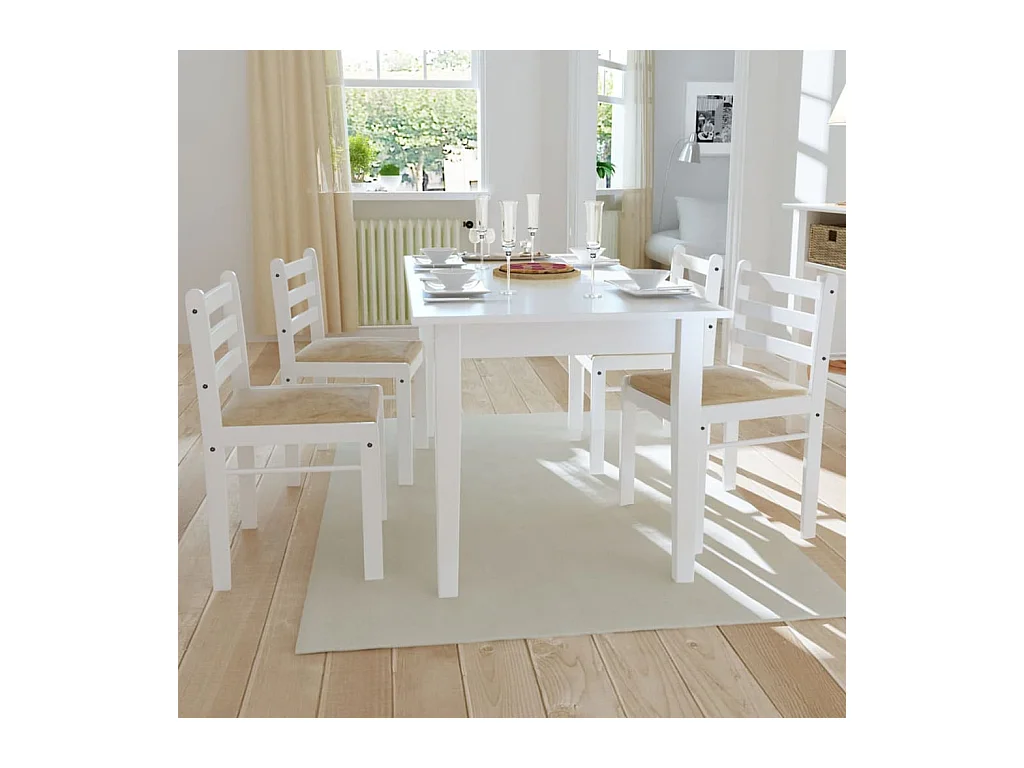 Chaises à manger lot de 4 blanc hévéa solide et velours