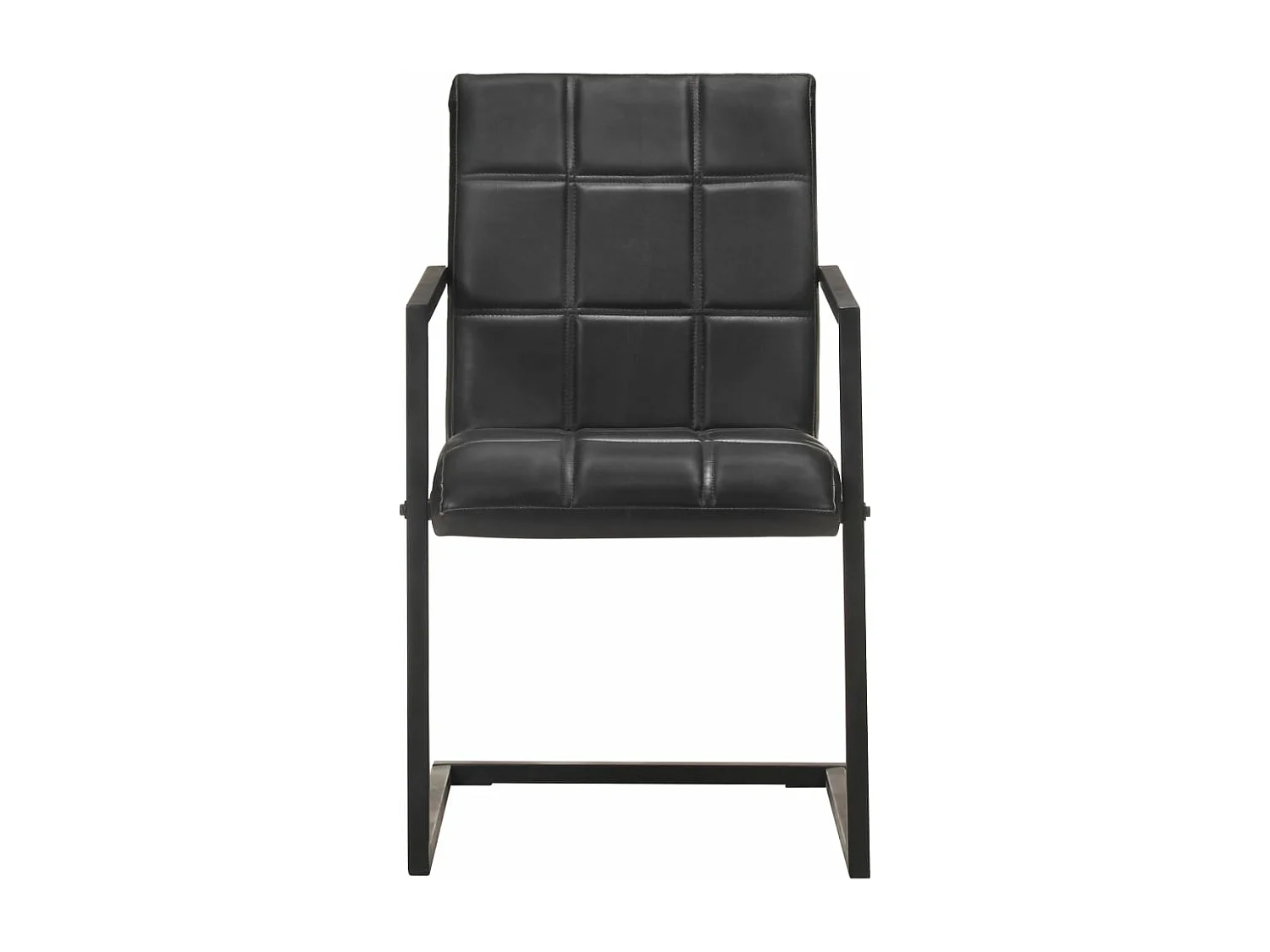 Eetkamerstoelen 2 st echt leer zwart