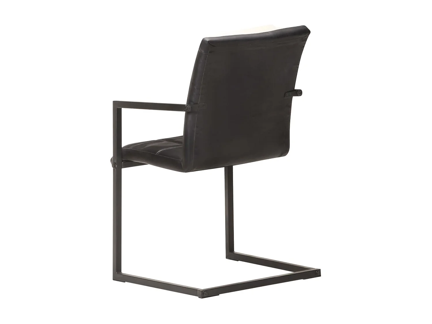 Eetkamerstoelen 2 st echt leer zwart