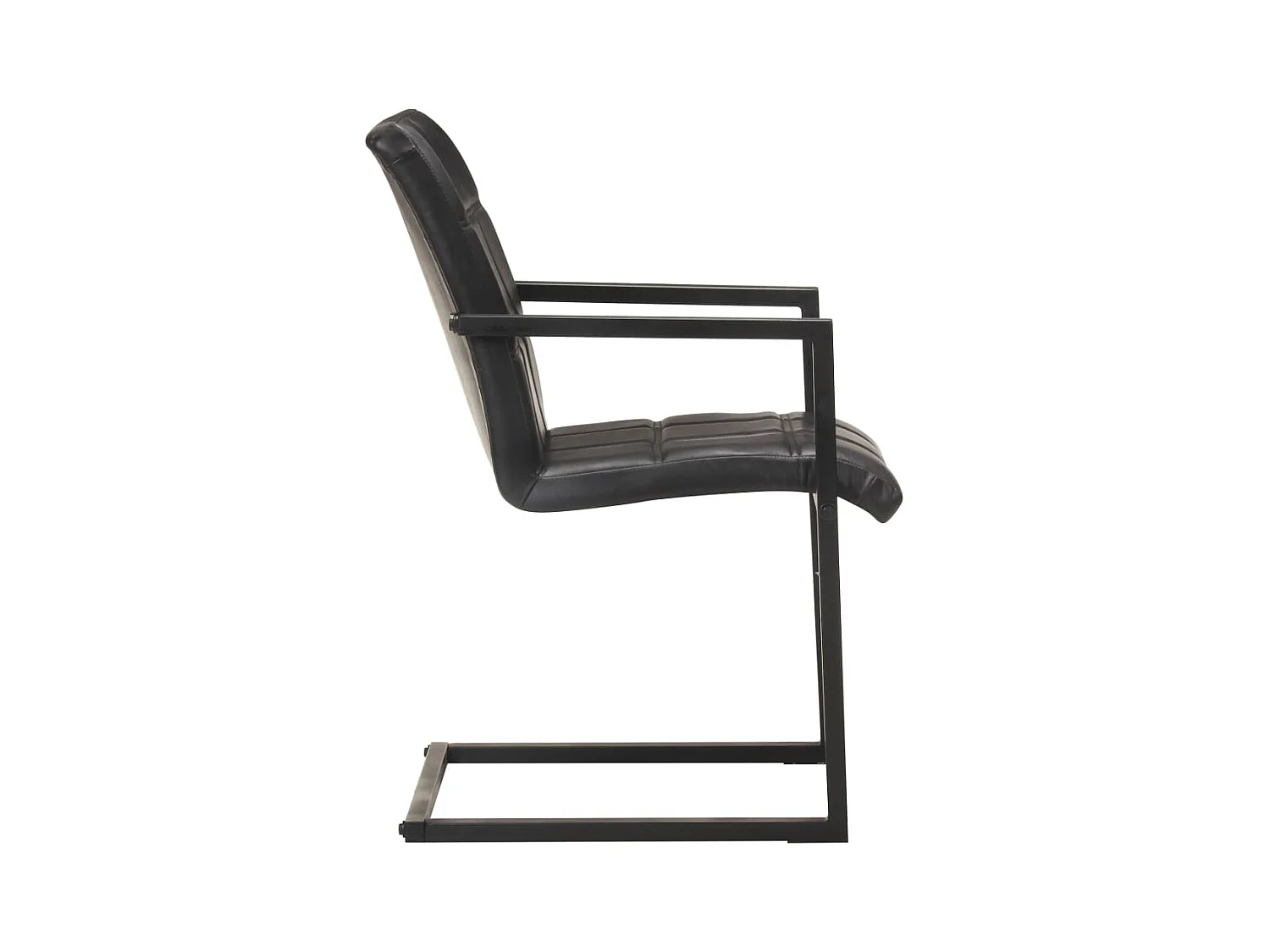 Chaises à manger cantilever lot de 2 noir cuir véritable
