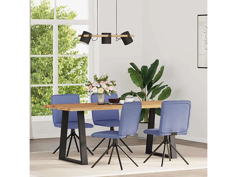Sillas de comedor 4 unidades tela azul jeans