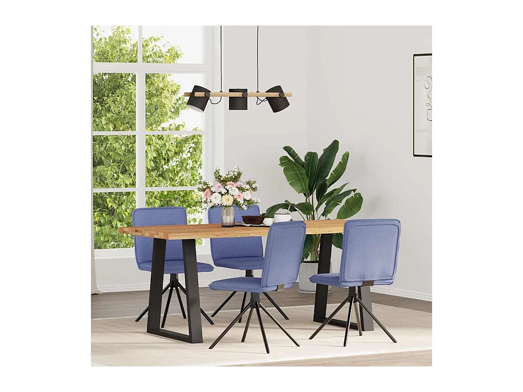 Chaises à manger lot de 4 bleu jean tissu