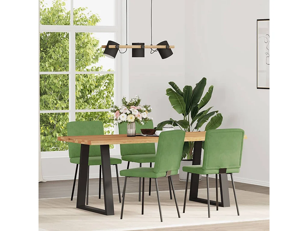 Cadeiras de jantar 4 peças veludo verde-claro