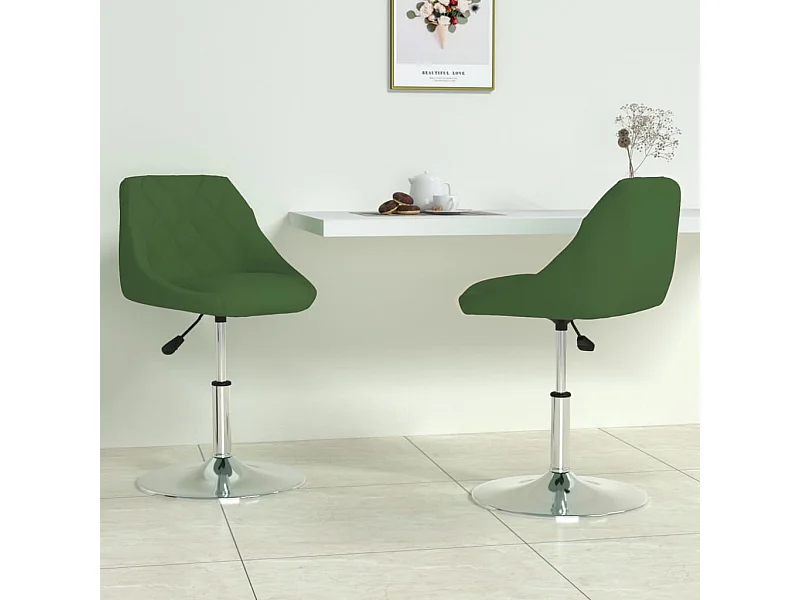 Chaises pivotantes à manger lot de 2 Vert foncé Velours