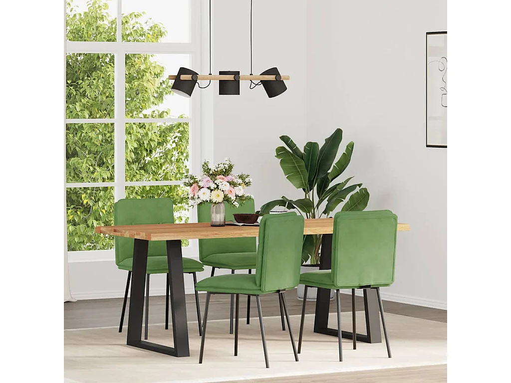 Chaises à manger lot de 4 vert clair velours