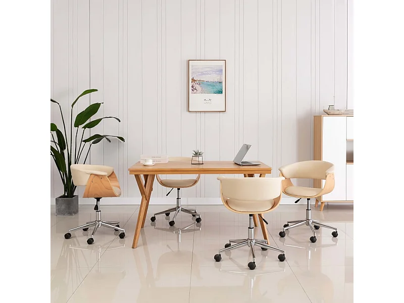 Chaises pivotantes à manger lot de 4 crème similicuir