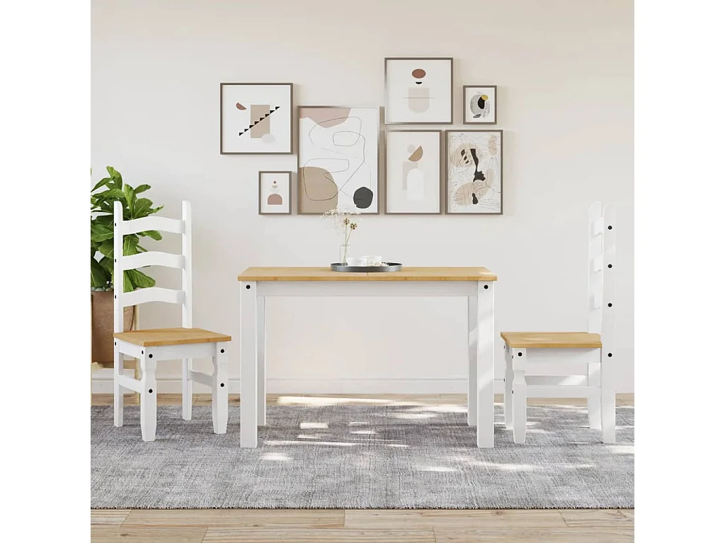 Sillas de comedor Corona 2 unidades madera pino blanco 42x47x107 cm