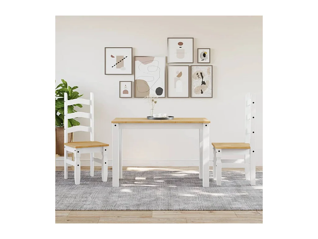 Cadeiras de jantar 2 peças Corona 42x47x107cm pinho maciço branco