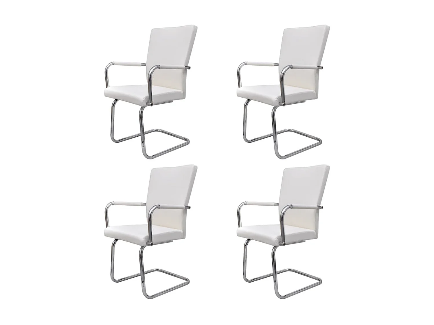 Chaises à manger cantilever lot de 4 blanc similicuir