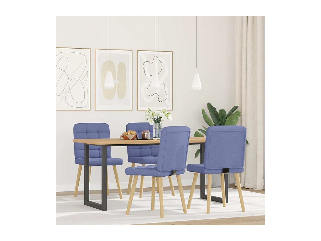Chaises à manger lot de 4 bleu jean tissu