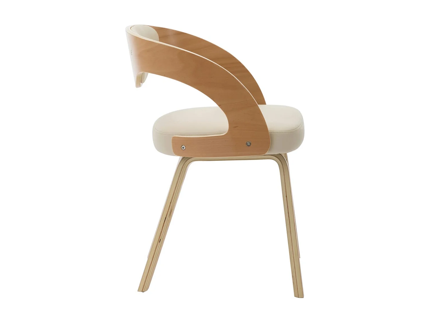 Sillas de comedor 2 unidades madera curvada y cuero sintético crema