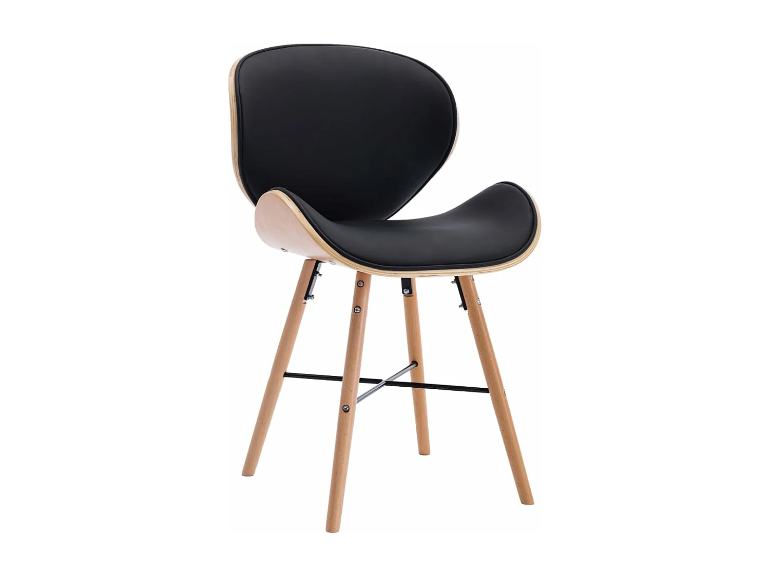 Sillas de comedor 2 unidades cuero sintético y madera curvada negro