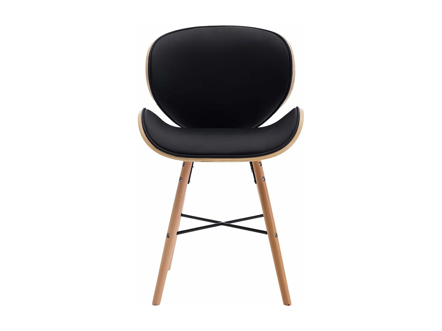 Sillas de comedor 2 unidades cuero sintético y madera curvada negro