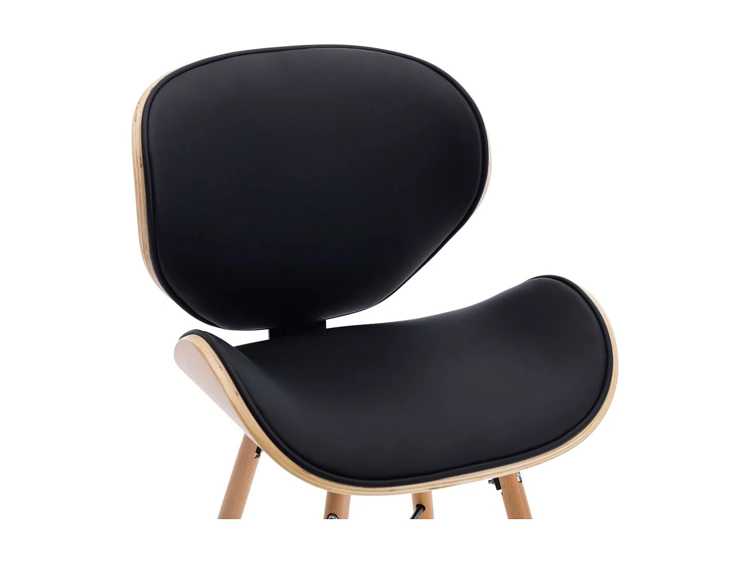 Sillas de comedor 2 unidades cuero sintético y madera curvada negro