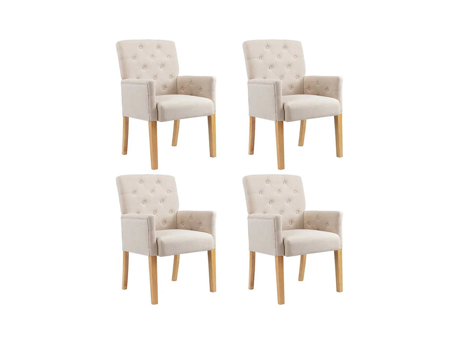 Chaises à manger avec accoudoirs lot de 4 beige tissu