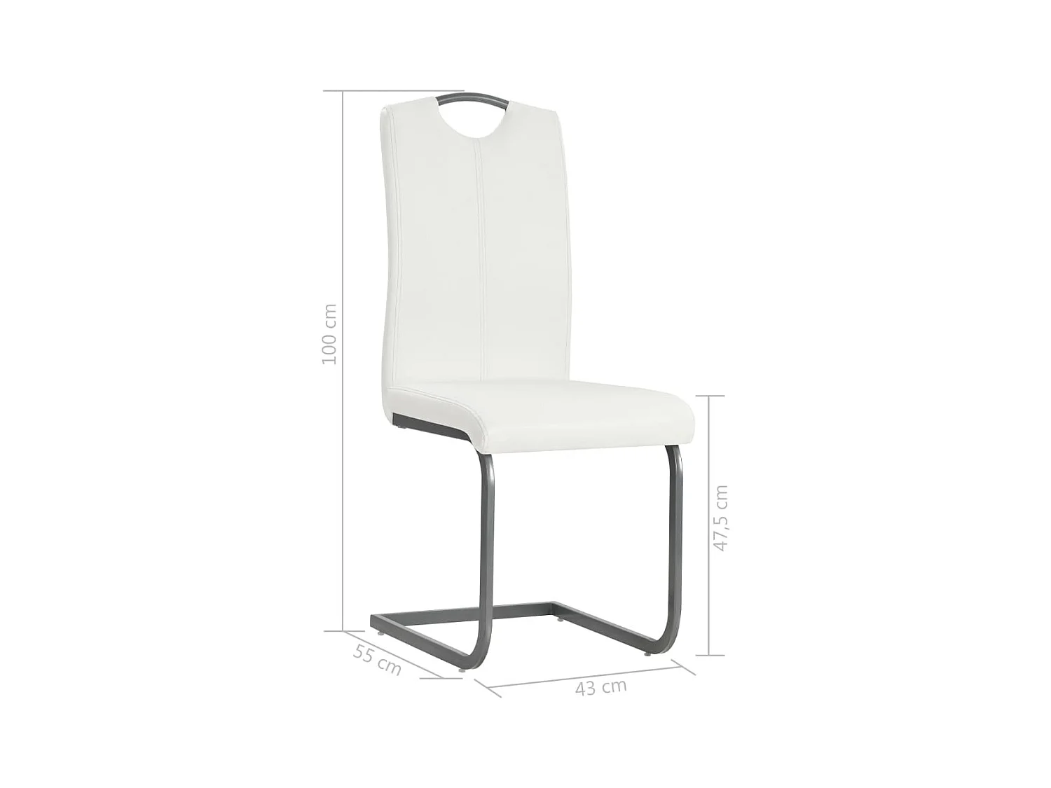 Chaises à manger cantilever lot de 4 blanc similicuir