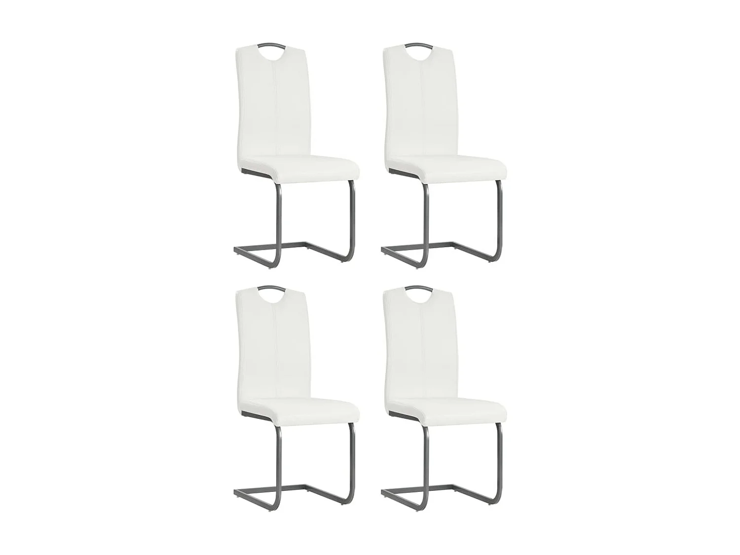 Chaises à manger cantilever lot de 4 blanc similicuir
