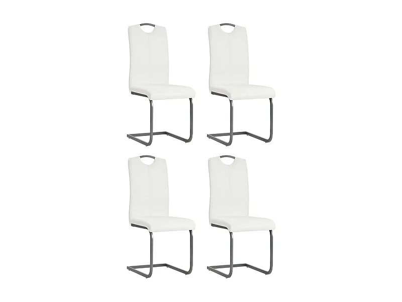 Chaises à manger cantilever lot de 4 blanc similicuir